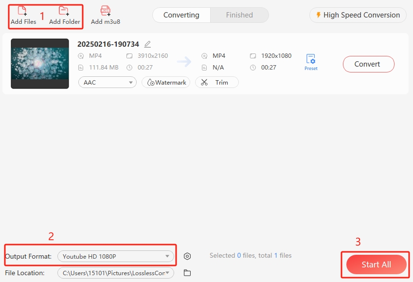 Selecting a web video output profile