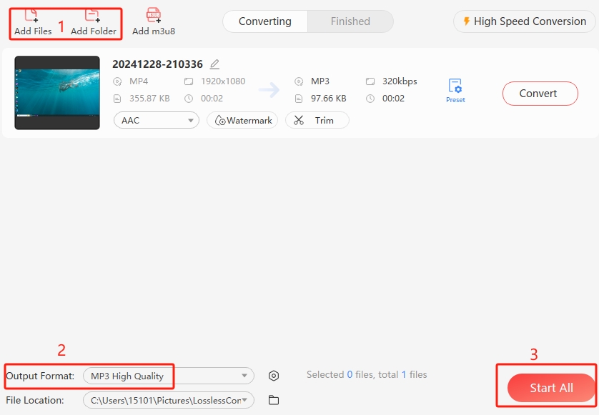Choosing an audio format for a video source