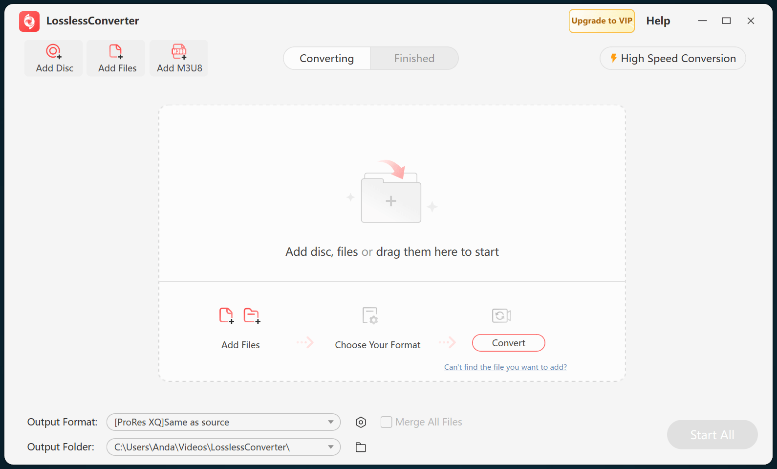 LosslessConverter home screen