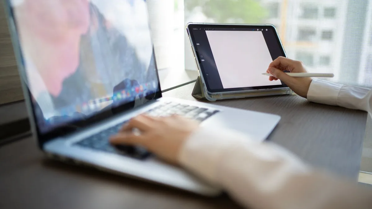 PC and Android tablet used for transferring media files